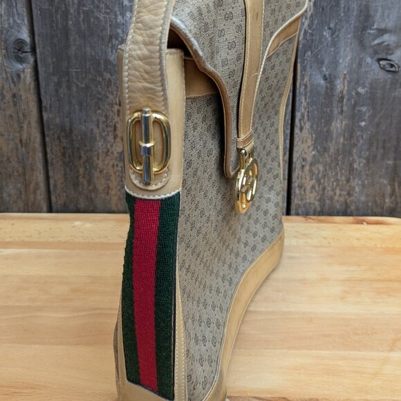 GUCCI Vintage GG Supreme Monogram Purse Crossbody & Wallet Brown Leather Bag - Picture 4 of 16